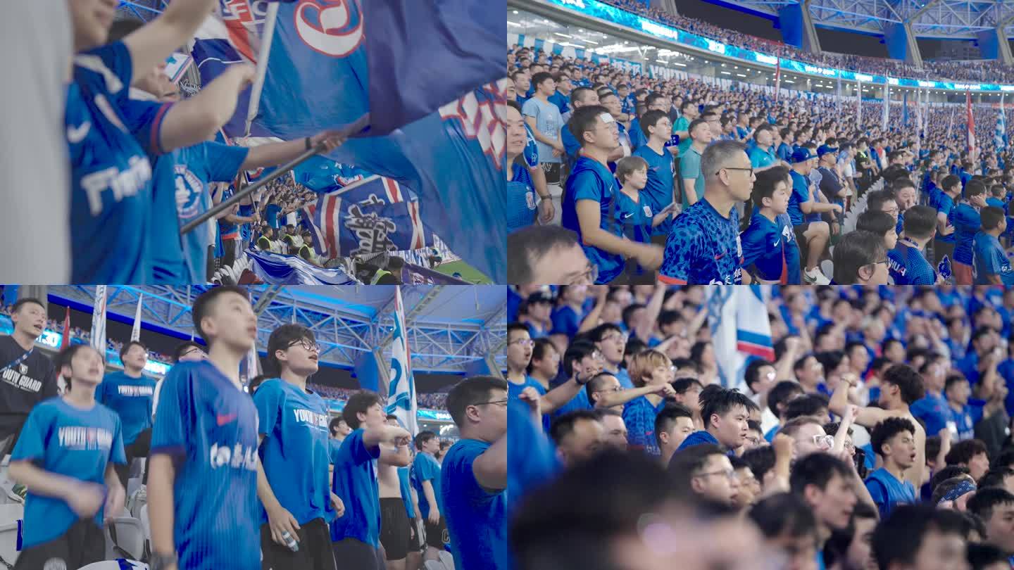 比赛现场气氛火爆，球迷疯狂呐喊